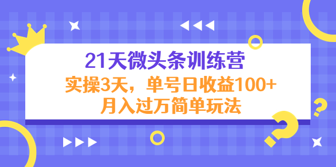 21天微头条训练营，实操3天，单号日收益100+月入过万简单玩法-赛德副业库