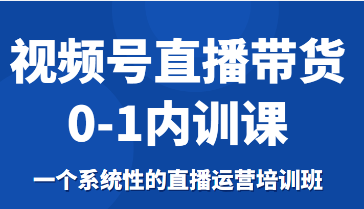 视频号直播带货0-1内训课，一个系统性的直播运营培训班-赛德副业库