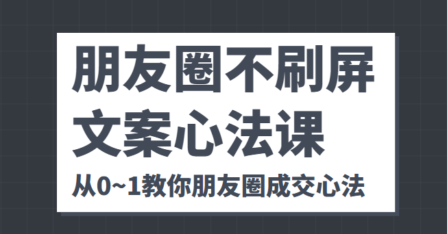 朋友圈不刷屏文案心法课 人人都要懂的商业逻辑 从0~1教你朋友圈成交心法-赛德副业库