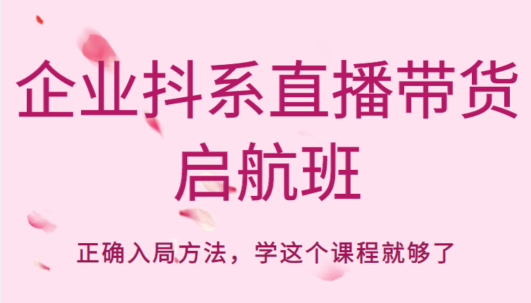 企业抖系直播带货启航班,正确入局方法,学这个课程就够了-赛德副业库