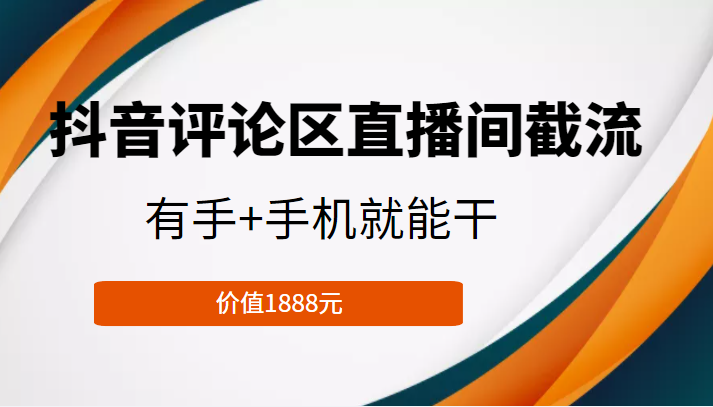 抖音评论区直播间截流，有手+手机就能干，门槛极低，模式可大量复制（价值1888元）-赛德副业库