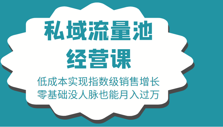 16堂私域流量池经营课：低成本实现指数级销售增长，零基础没人脉也能月入过万-赛德副业库