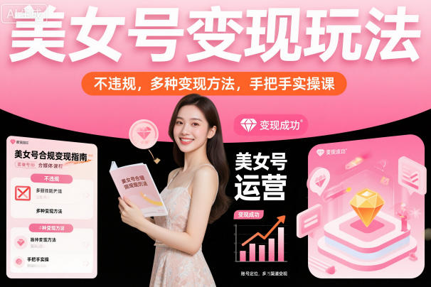 美女号变现玩法，不违规，多种变现方法，手把手实操课-赛德副业库