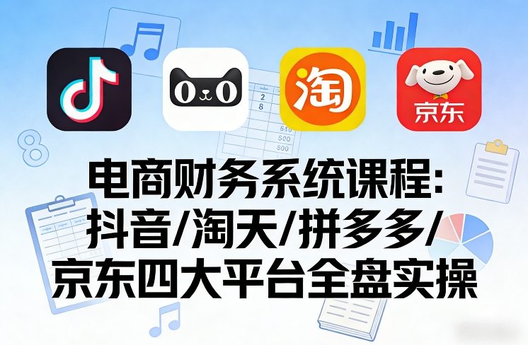 电商财务系统课程，覆盖抖音、淘天、拼多多、京东四大主流平台的全盘实操-赛德副业库