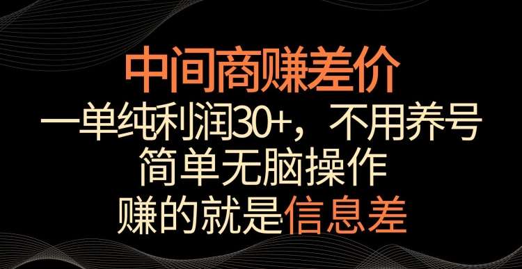 中间商赚差价，一单纯利润30+，简单无脑操作，赚的就是信息差，轻轻松松日入1000+【揭秘】-赛德副业库