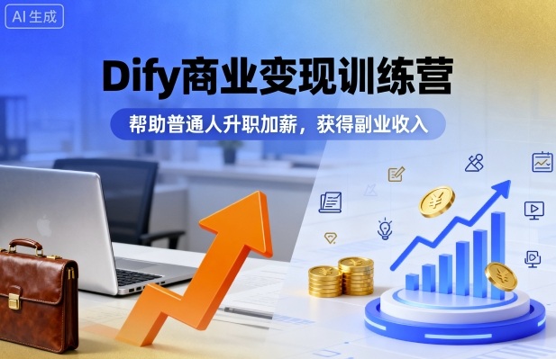 Dify商业变现训练营,帮助普通人升职加薪,获得副业收入-赛德副业库