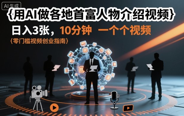 用AI做各地首富人物介绍视频，日入3张，10分钟一个视频-赛德副业库