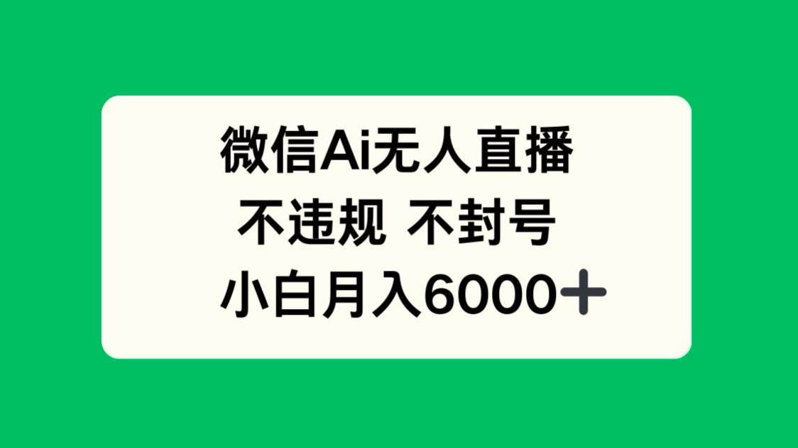 （14733期）微信AI无人直播，不违规 不封号 ，小白月入6000+-赛德副业库