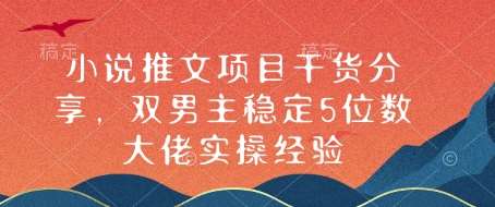 小说推文项目干货分享,双男主稳定5位数大佬实操经验-赛德副业库