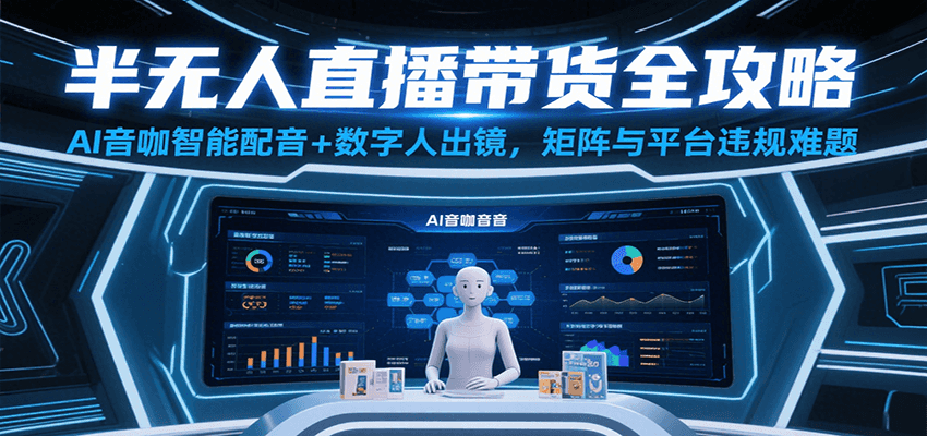 半无人直播带货全攻略：AI音咖智能配音+数字人出镜，解决账号矩阵与平台违规难题-赛德副业库