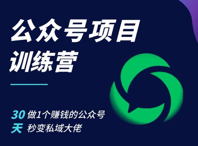 公众号项目训练营，30天做1个赚钱的公众号，秒变私域大佬-赛德副业库