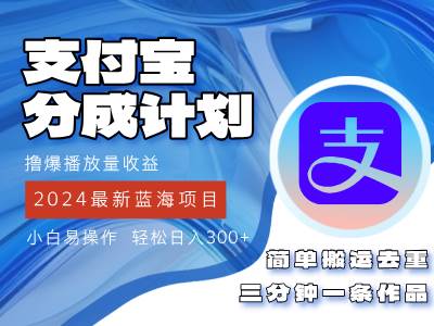 （12058期）2024蓝海项目，支付宝分成计划项目，教你刷爆播放量收益，三分钟一条作…-赛德副业库