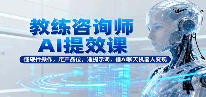 教练咨询师AI提效课：懂硬件操作，定产品位，造提示词，借AI聊天机器人变现-赛德副业库