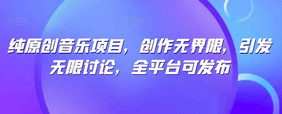 纯原创音乐项目，创作无界限，引发无限讨论，全平台可发布【揭秘】-赛德副业库