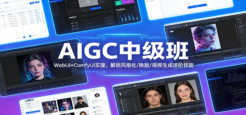 AIGC中级班:WebUI+ComfyUI实操,解锁风格化/换脸/视频生成进阶技能-赛德副业库