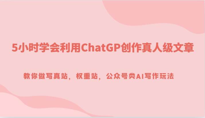 5小时学会利用ChatGP创作真人级文章，教你做写真站，权重站，公众号类AI写作玩法-赛德副业库