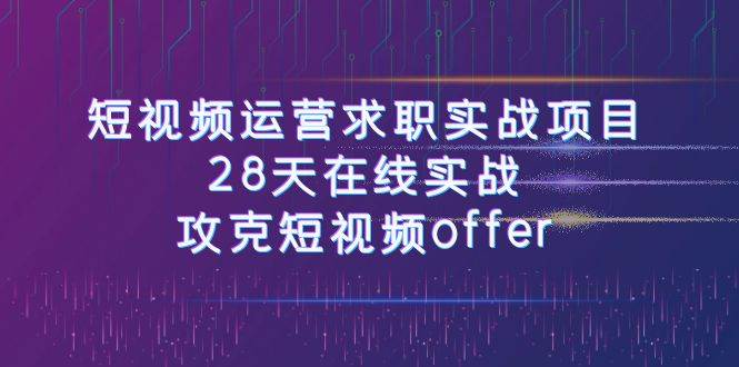 （7705期）短视频运-营求职实战项目，28天在线实战，攻克短视频offer（46节课）-赛德副业库
