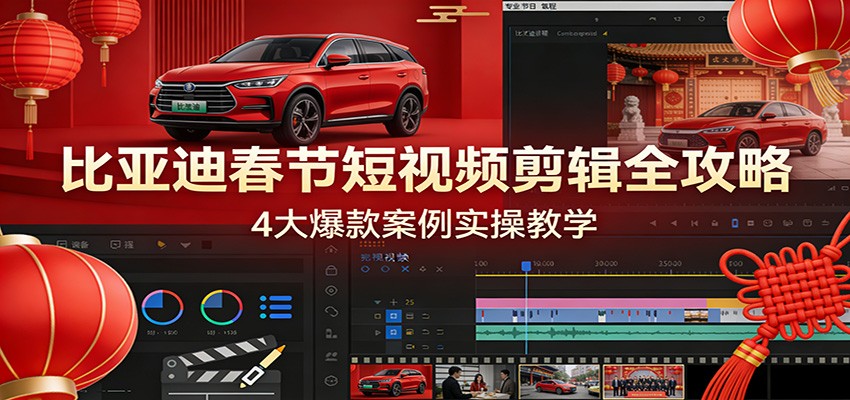比亚迪春节短视频剪辑全攻略,4大爆款案例实操教学-赛德副业库
