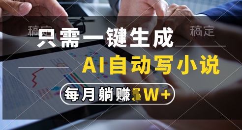 只需一键生成，AI全自动写小说，可一键生成120w字，每月躺着收益过1w+【揭秘】-赛德副业库