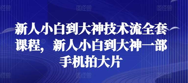 新人小白到大神技术流全套课程,新人小白到大神一部手机拍大片-赛德副业库