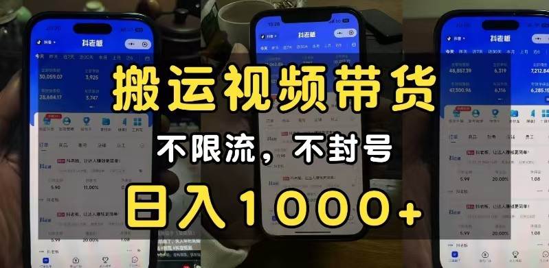 小白必看搬运视频带货玩法，不限流，不封号，纯自然流，日入1000+-赛德副业库