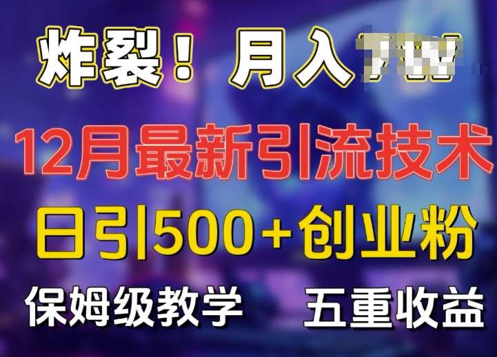 炸裂!揭秘12月最新日引流500+精准创业粉，多重收益保姆级教学-赛德副业库