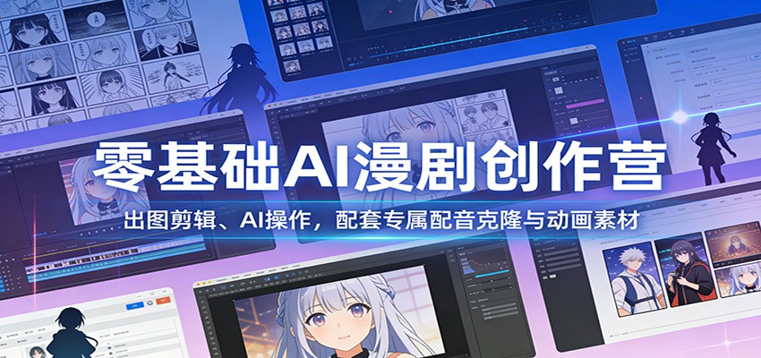 零基础AI漫剧创作营：出图剪辑、AI操作，配套专属配音克隆与动画素材-赛德副业库