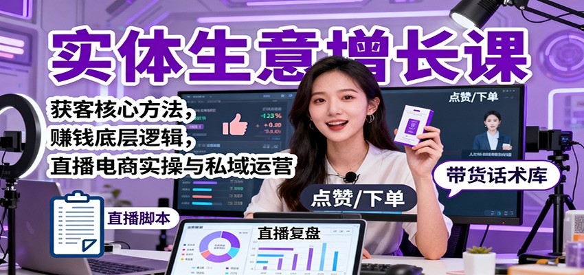 实体生意增长课：获客核心方法，赚钱底层逻辑，直播电商实操与私域运营-赛德副业库
