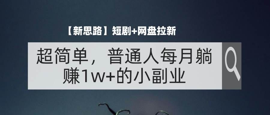 （11980期）【新思路】短剧+网盘拉新，超简单，普通人每月躺赚1w+的小副业-赛德副业库