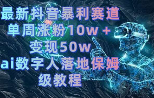 最新抖音暴利赛道，单周涨粉10w＋变现50w的ai数字人落地保姆级教程【揭秘】-赛德副业库