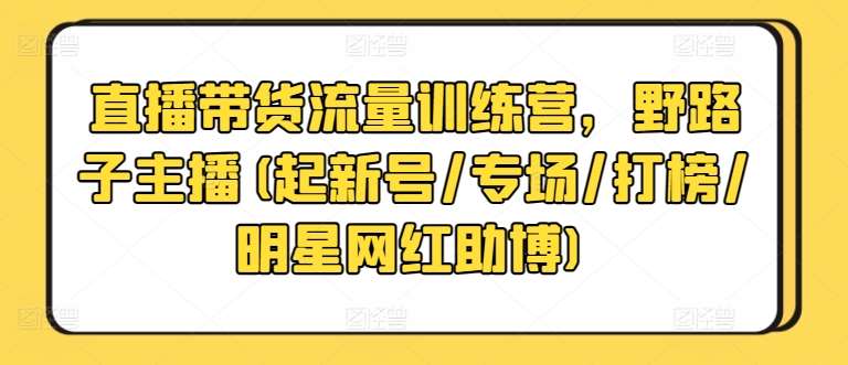 直播带货流量训练营,野路子主播(起新号/专场/打榜/明星网红助博)-赛德副业库