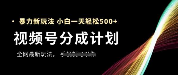 视频号分成计划,全网最暴力玩法,新手一天也能轻松5张+-赛德副业库