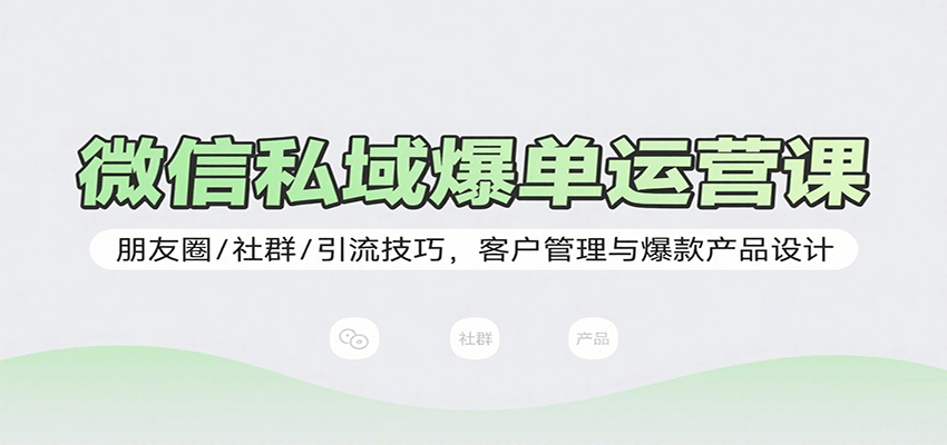 微信私域爆单运营课:朋友圈/社群/引流技巧,客户管理与爆款产品设计-赛德副业库