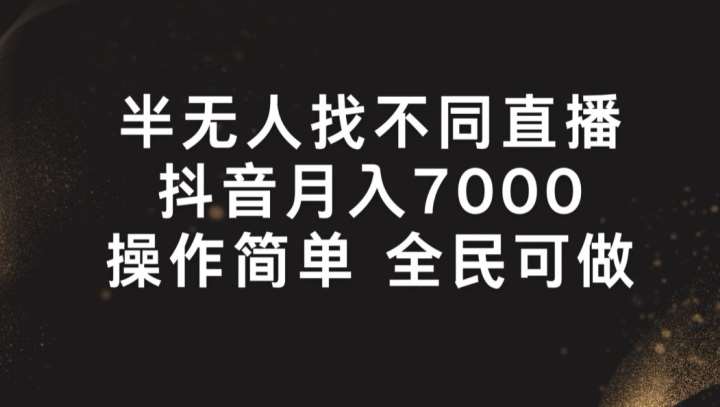 半无人找不同直播，月入7000+，操作简单 全民可做【揭秘】-赛德副业库