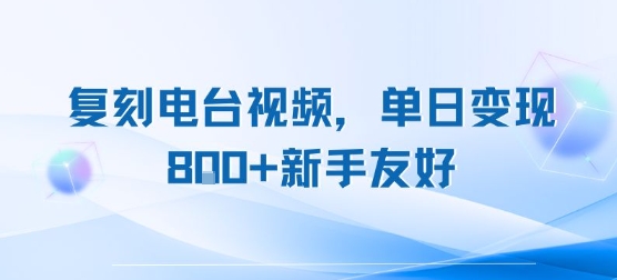 复刻电台视频,单日变现8张+新手友好,长期可做-赛德副业库