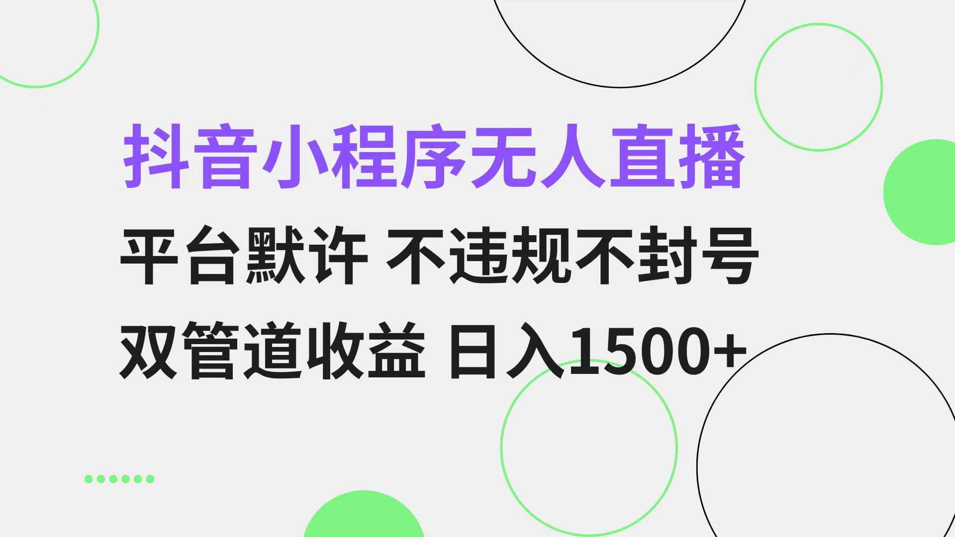 （13276期）抖音小程序无人直播 平台默许 不违规不封号 双管道收益 日入1500+ 小白…-赛德副业库