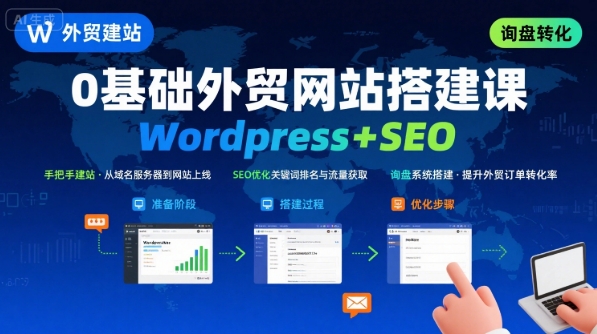 WordPress外贸建站+SEO优化课程,手把手教你从0到1搭建可获得询盘的外贸网站-赛德副业库
