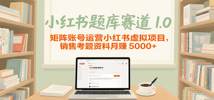 小红书题库赛道1.0，矩阵账号运营小红书虚拟项目，销售行业资格证考题资料月赚5000+-赛德副业库