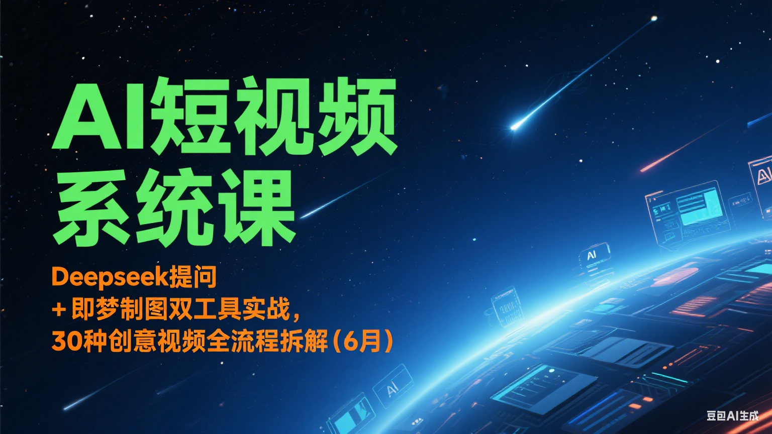 AI短视频系统课：Deepseek提问 + 即梦制图双工具实战，30种创意视频全流程拆解(6月)-赛德副业库