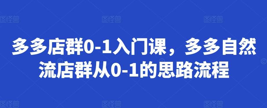 多多店群0-1入门课，多多自然流店群从0-1的思路流程-赛德副业库