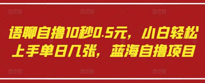 语聊自撸10秒0.5元，小白轻松上手单日几张，蓝海自撸项目-赛德副业库