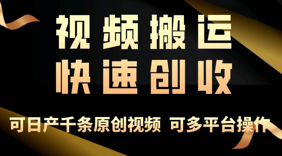 （10417期）一步一步教你赚大钱！仅视频搬运，月入3万+，轻松上手，打通思维，处处...-赛德副业库