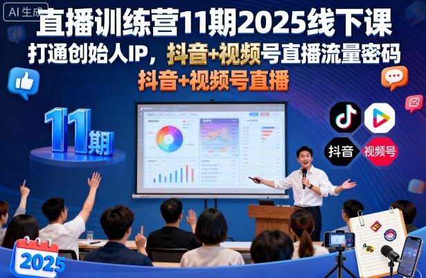 直播训练营11期2025线下课，打通创始人IP，抖音+视频号直播流量密码，教你做出高流量高变现的直播间-赛德副业库