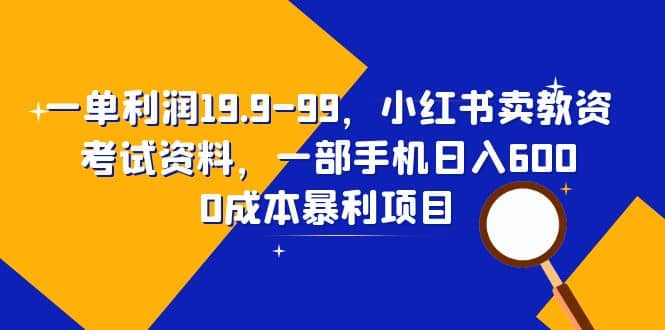 一单利润19.9-99,小红书卖教资考试资料,一部手机日入600(教程+资料)-赛德副业库