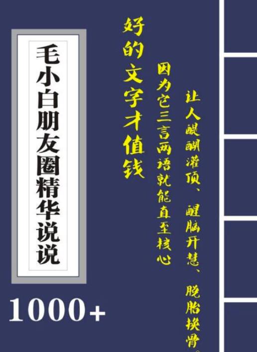 毛小白内容合集《朋友圈说说精华1000+》好的文字才值钱（第1部+2部）-赛德副业库