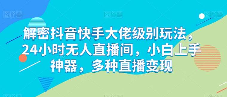 解密抖音快手大佬级别玩法，24小时无人直播间，小白上手神器，多种直播变现【揭秘】-赛德副业库