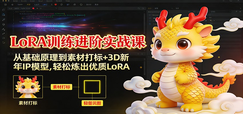 LoRA训练进阶实战课:从基础原理到素材打标+3D新年IP模型,轻松炼出优质LoRA-赛德副业库