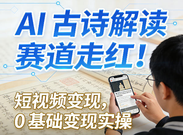 AI古诗解读赛道走红！短视频变现，0基础变现实操-赛德副业库
