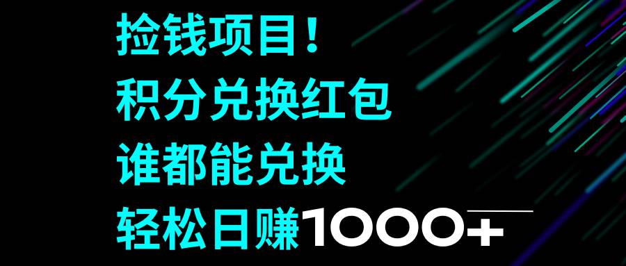 （8378期）捡钱项目！积分兑换红包，谁都能兑换，轻松日赚1000+-赛德副业库
