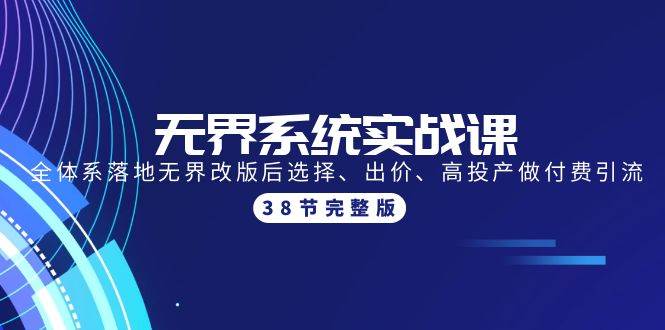 (9992期)无界系统实战课:全体系落地无界改版后选择、出价、高投产做付费引流-38节-赛德副业库
